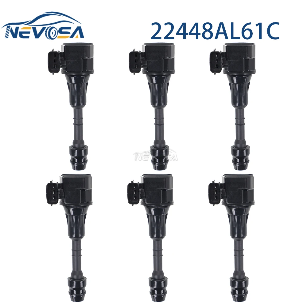 NEVOSA 6PCS For Nissan 350Z Infiniti FX35 G35 M35 V6 Ignition Coil For Skyline 3.5 3.5L 22448-AL615 22448AL605 UF401 22433AL615