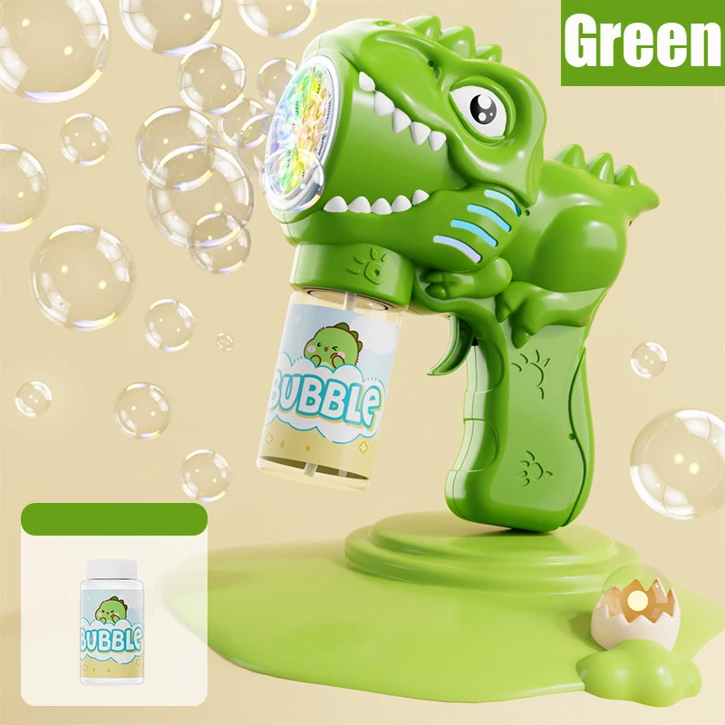 6/44Hole Dinosaur Bubble Gun Kids Toy Bubbles Machine Automatic Soap Blower with Light Summer Outdoor Party Games Children Gift