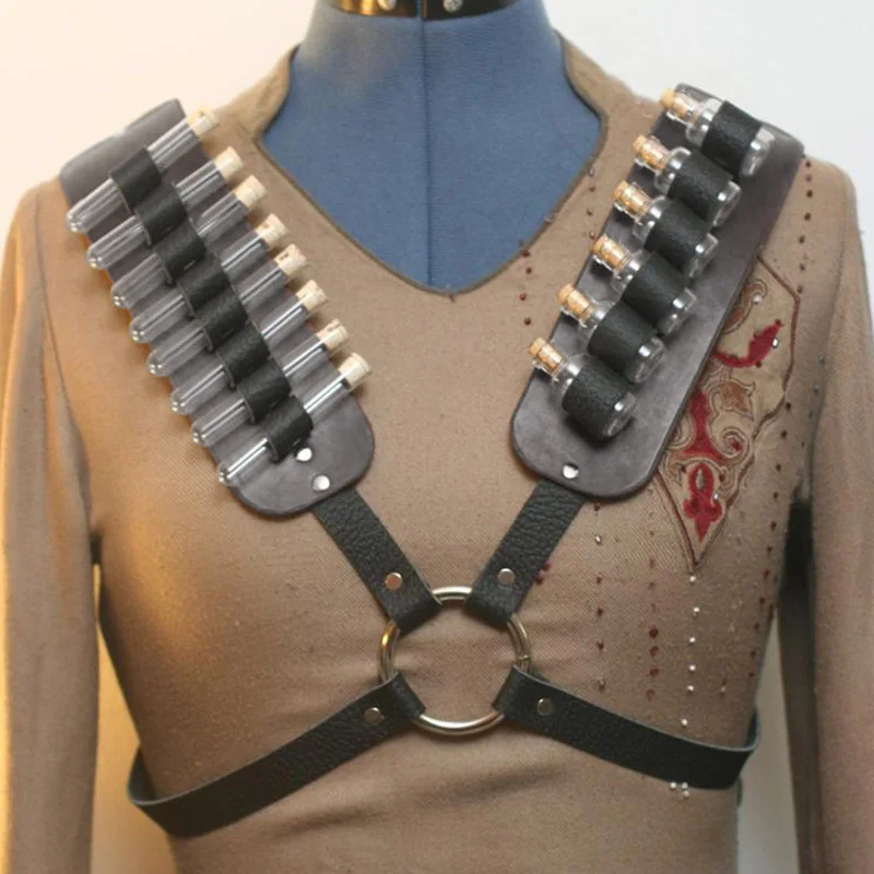 

Medieval Witch Wizard Alchemist Cosplay Costume Steampunk Potion Bottle Holder Harness Shoulder Armor Pauldrons Larp Accessory