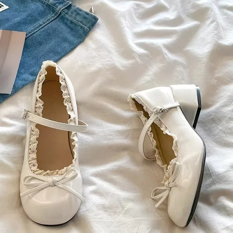 2026 Neue Damen Mary Jane Schuhe Modische Schmetterlingsknoten-Abendschuhe Elegante Outdoor-Lederschuhe mit Dickem Absatz – Detail 9