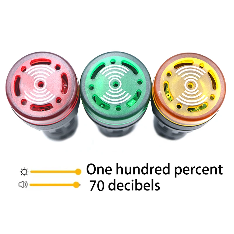 10Pcs AD16 22mm Industrial LED Signal Light with Buzzer Alarm -Color Red/Green/Yellow DC12V DC 24V AC 220V for Control Panel