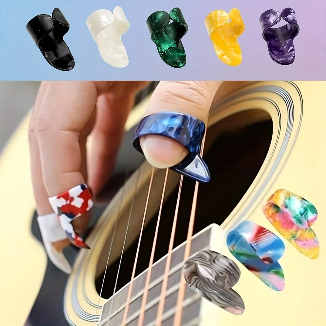 Flat Thumb Picks Finger Picks, ,Celluloid Guitar Thumb Finger Picks Ukulele Picks Accessories (12 Colors,Color Random Packaging)