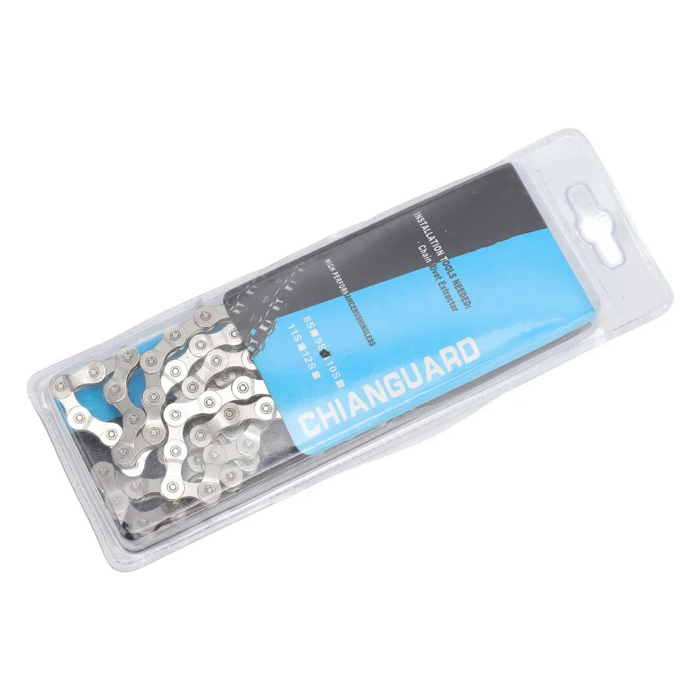 

116 Links Bike Chain Steel Silver Mountain Bike Chain 9 Speed High Performance Replacement Chain for Mountain Bike，Road Bike