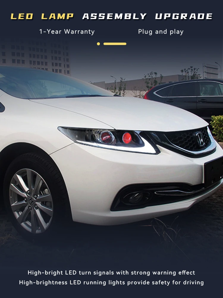 

Auto Headlights For Honda Civic G9 2012-2015 Xenon Front Lamp LED Bulbs DRL Upgrade Head Light Projector Lens Car Accessories