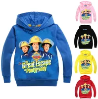 2-16Years Anime Fireman Sam Clothes Boy Hoodie Children Cartoon Firefighter Outwear Kids Long Sleeve Coats Causal Hoodies Jumper