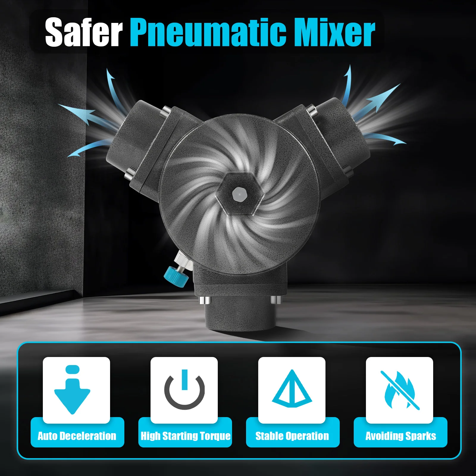 1/2 HP Power Pneumatic Mixer 2000 rpm Stepless Speed Regulation Raw Material Mixer for Mixing Dilution Dissolution