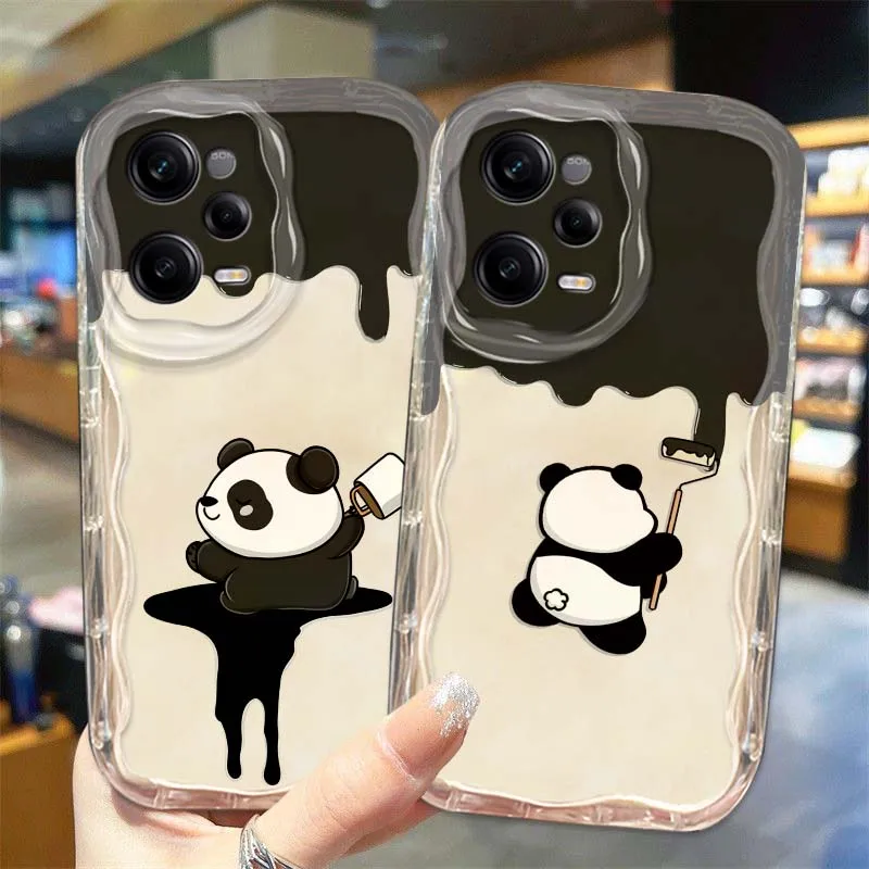 Рабочий чехол с пандой для Redmi Note 13 12 11 12R 12S 11T 11S 11SE Pro Max 5G Wave Oil, чехол для телефона