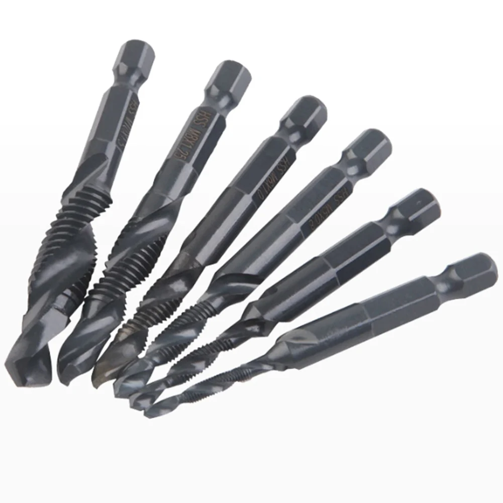 탭 도구 탭 드릴 비트, 1/4 인치 (6.35mm) 육각 생크, 블랙 색상, 목재 플라스틱 알루미늄 수공구용 태핑 스레드에 내구성