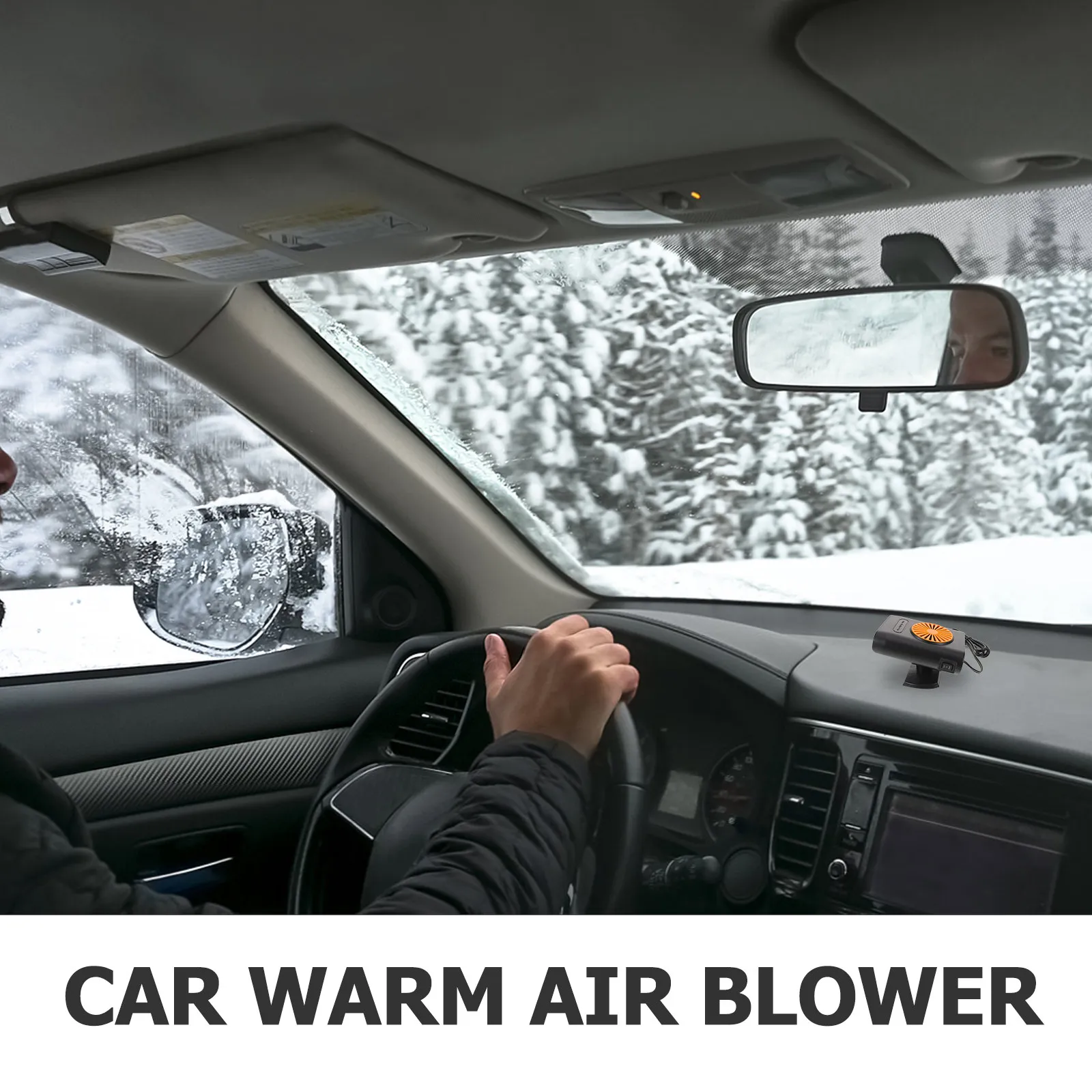 Powerful Car Heater Portable Adhesive Base Quick Windshield Defogger 2-in-1 Heating Cooling Fan 200W Dashboard Heater Winter