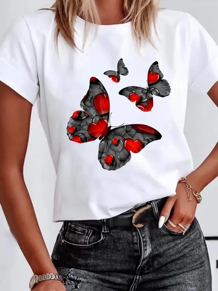 Graphic T-shirt Flower Floral Cute 90s Print T Shirt Fashion Women Summer Clothes Kawaii Basic Clothing Short Sleeve Tee Top