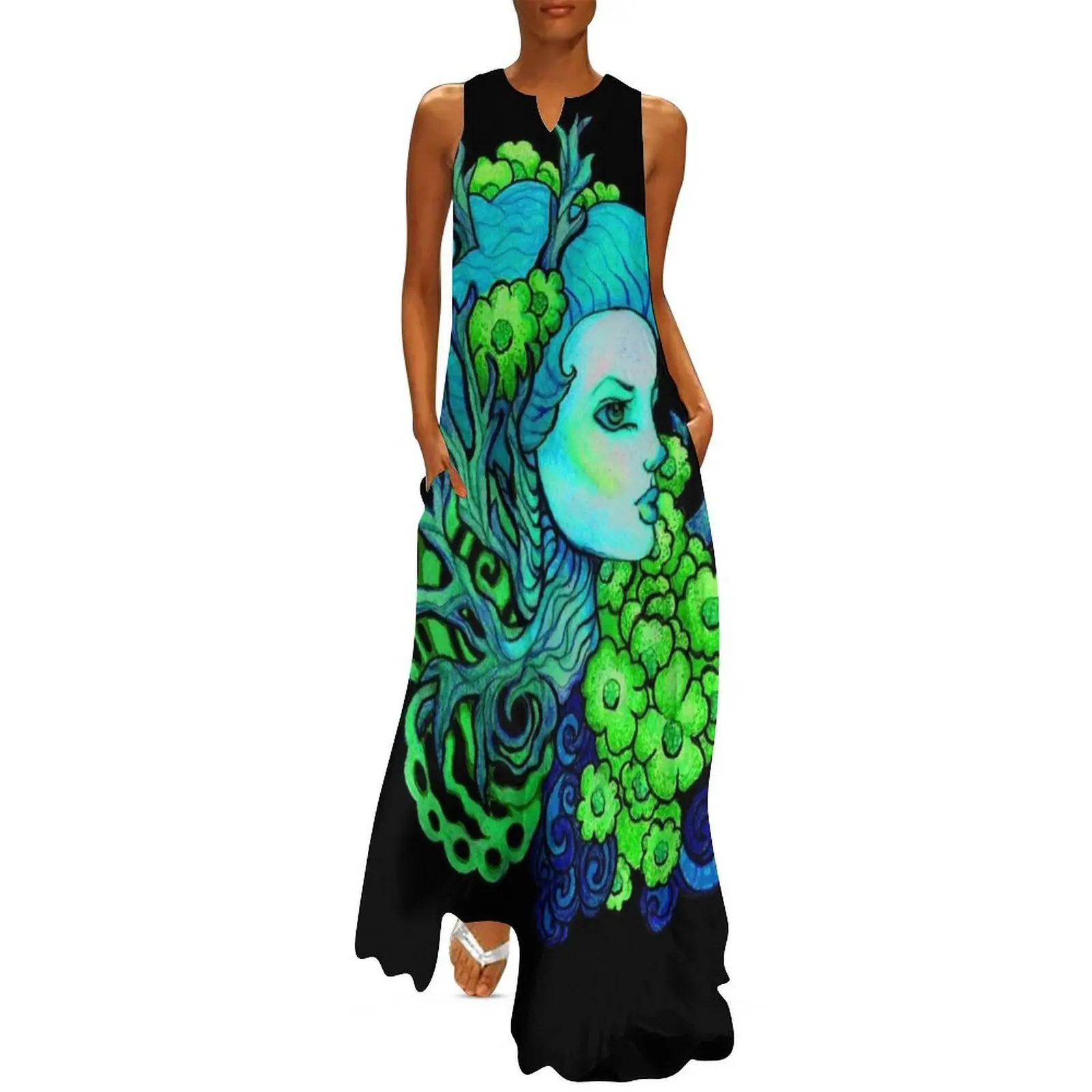 

Dryad Flower Fairy Image Title: Spring Sprite Long Dress women's dresses luxury summer dress korean women