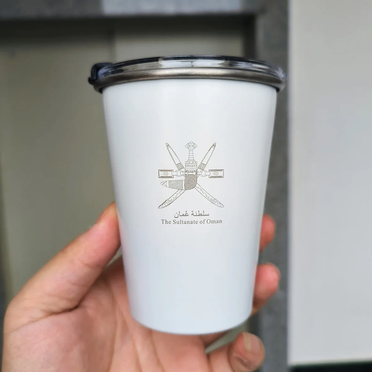 

The Sultanate of Oman Logo Stainless Steel Cup with Lid 345ml Outdoor Camping Coffee Mug Wholesale
