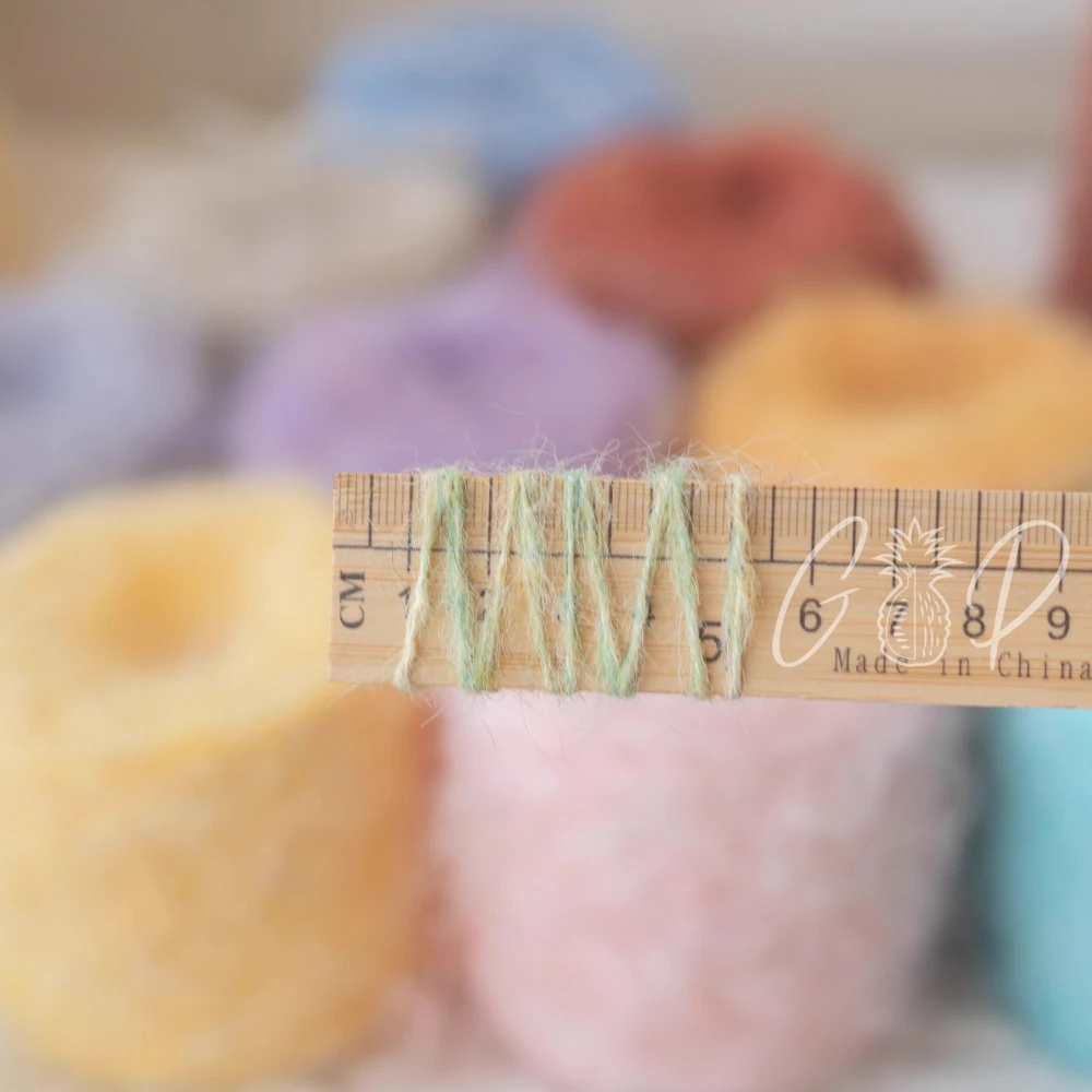 50 جرام هالة الألبكة الموهير ذات الشعر الطويل، وشاح صوف منسوج يدويًا من مادة دمية الكروشيه، لوحة زيتية قطيفة تأثير مختلط الألوان