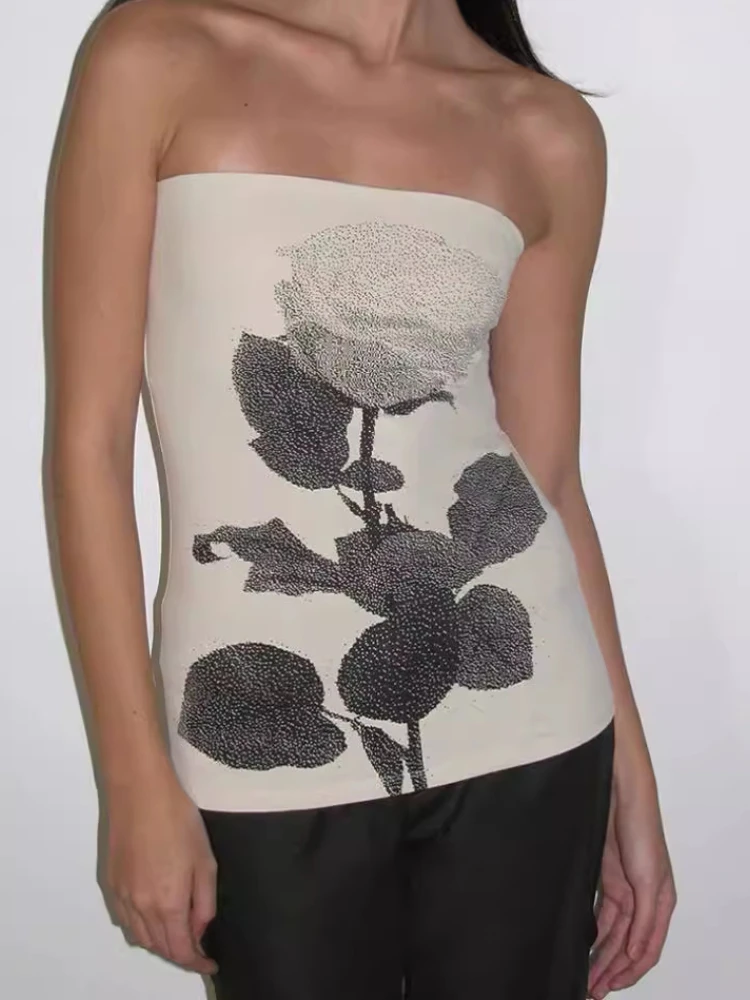 New Slim-fit Look with Sexy Stretch Top Rose Bottom Knitted Top Woman