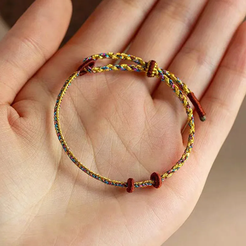 Fashion Hand Braided Coloful Rope Lucky Fine Bracelet DIY Wearable Pendant Bangle Lovers\' Gift Friendship Bracelet Size Adjustab