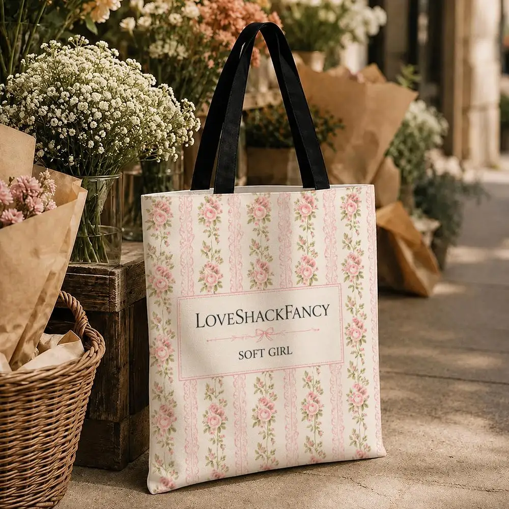 Fashion Brand LoveShackFancy Storage Bags Storage Bags Canvas for Women Reusable Shoulder Shopping Bag for School Gifts