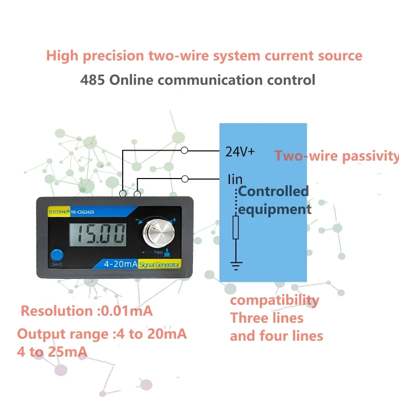 4-20mA analog signal generator two-wire passive current constant flow transducer table PLC debugging