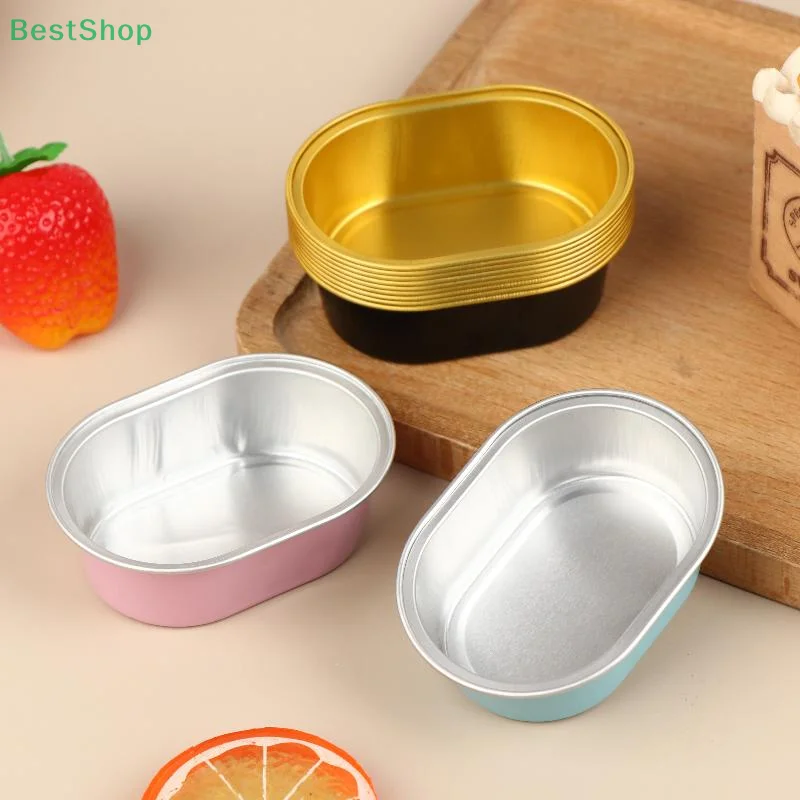 💕 Molde oval semi-cozido para cheesecake, copo de bolo de pudim, utensílios para assar em folha de alumínio, copo resistente ao calor e à altas temperaturas