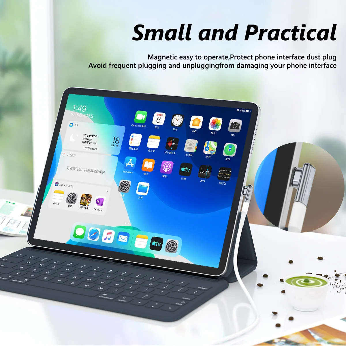 ANMONE 24Pins USB C อะแดปเตอร์ 마그네틱 커넥터 ประเภท C Converter PD 100W Quick Charge สำหรับ MacBook pro สำหรับ Huawei สำหรับ Samsung