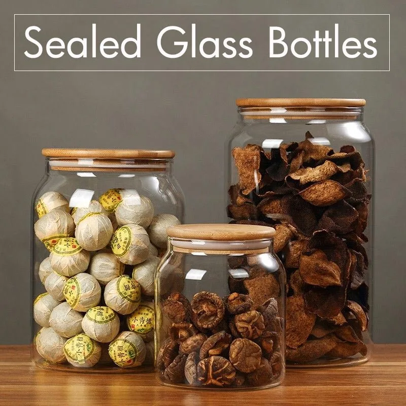 

1.3L/3L/4L Sealed Glass Bottles Glass Jars and Lids Kitchen Food Storage Containers Transparent Spice Organizer Tea Sugar Tanks