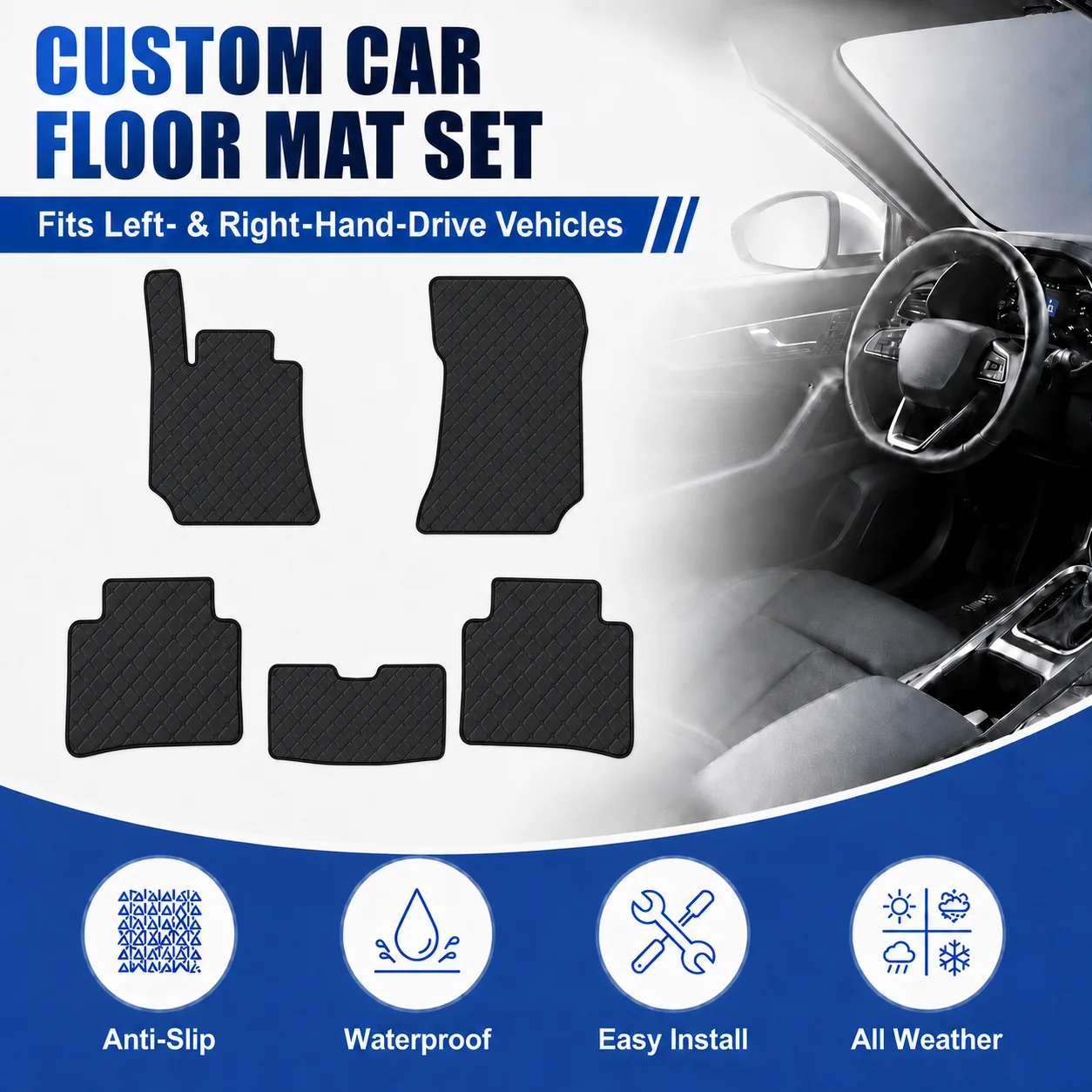 Customized Car Floor Mats for Mercedes-Benz E-Class W212 Sedan 2009-2015 All-Weather Anti-slip Flat Floor Liner Auto Accessories