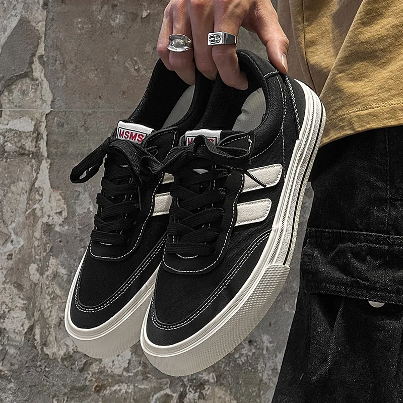 

Мужские дышащие парусиновые туфли для скейтбординга, новинка 2025, уличные модные удобные кроссовки на плоской подошве, мужские теннисные туфли на шнуровке, Zapatillas