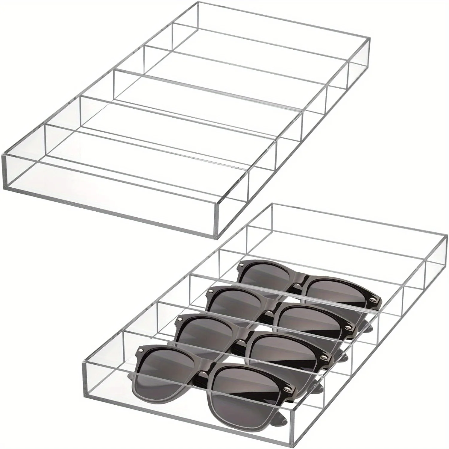 

1pc Acrylic Sunglasses Organizer, 6 Slots Clear Eyeglasses Tray, Stackable Eyewear Display Tray For Sunglasses, Fashion Eye Wea