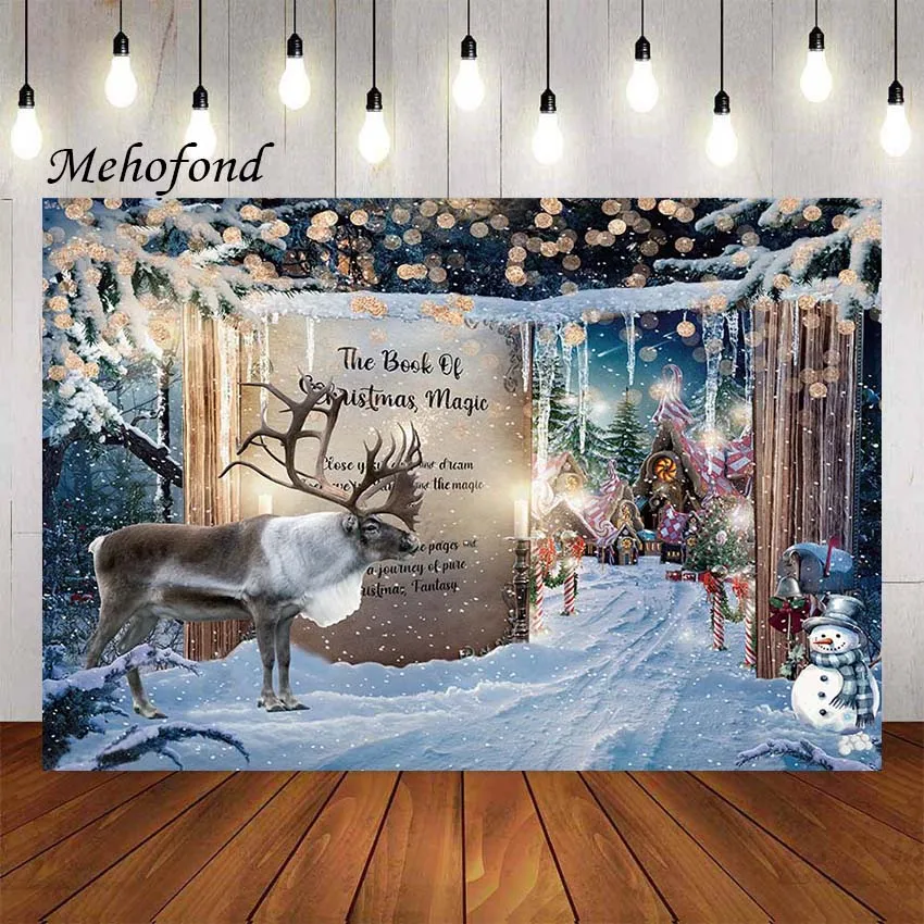 

Mehofond Photography Background Fairy Tale Books Christmas Winter Forest Kids Family Party Portrait Decor Backdrop Photo Studio