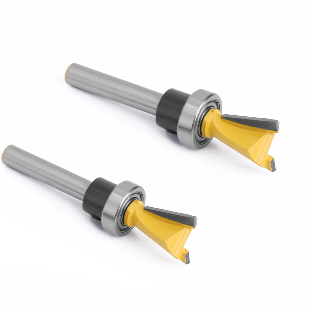 LAVIE 1 ชิ้น 1/4 Shank Dovetail Joint Router บิตชุดแบริ่งงานไม้แกะสลักเครื่องตัด Bit