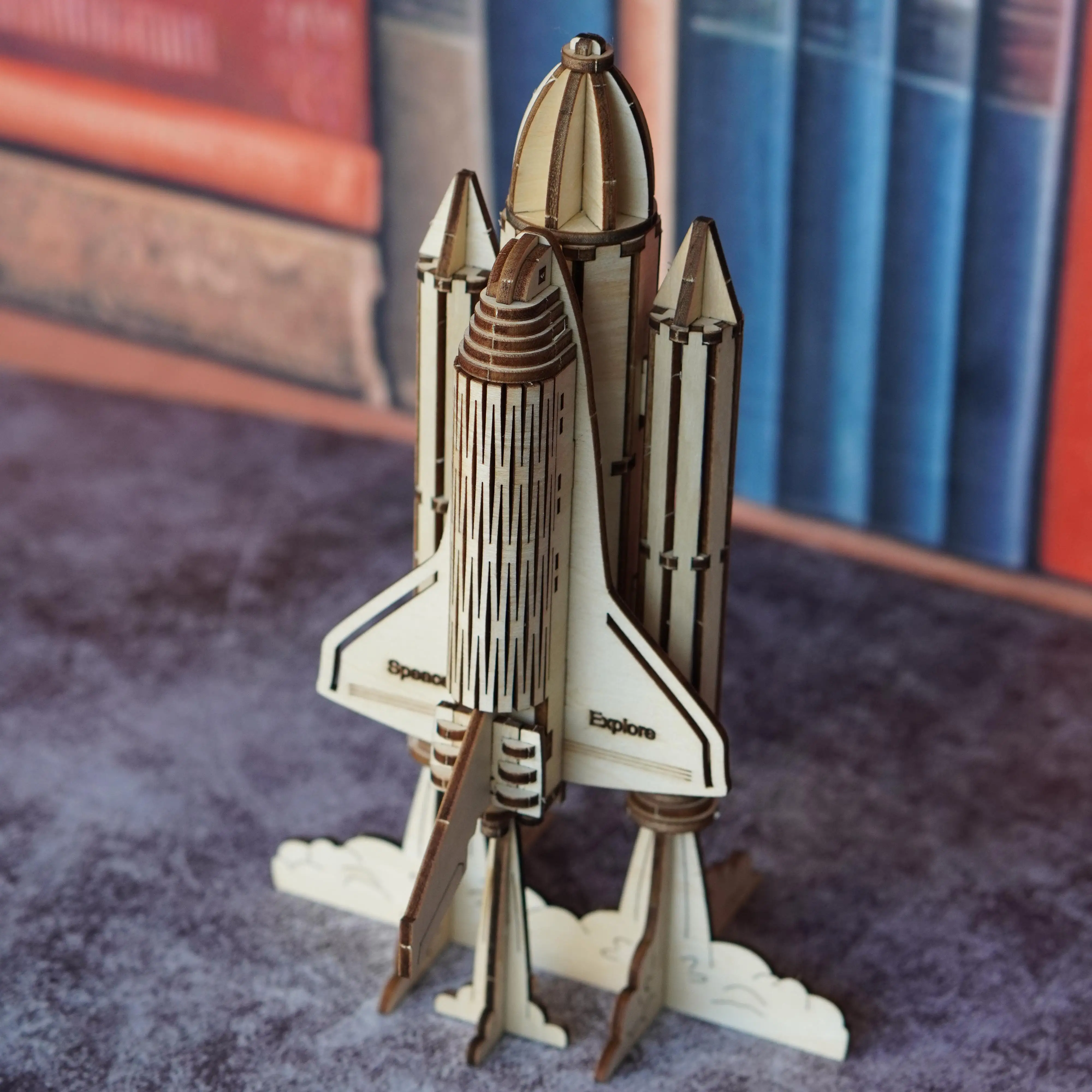 Quebra-cabeça de madeira 3D para adultos modelo de avião kit de brinquedo de bloco de construção de foguete, modelo de montagem DIY feito à mão