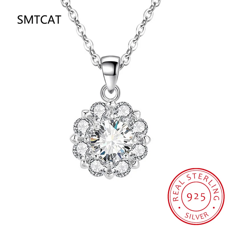 925 Sterling Silver Original 2cttw Moissanite Jewelry Sets For Women Sunflower Pendant Necklace Earring Fine Jewelry Bijoux