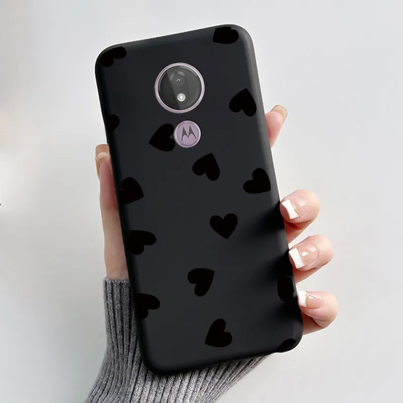 For Motorola Moto G7 Power Ins Stylish Style Printed Bumper Black Case Beautiful Flower Protective Shockproof Soft Cover
