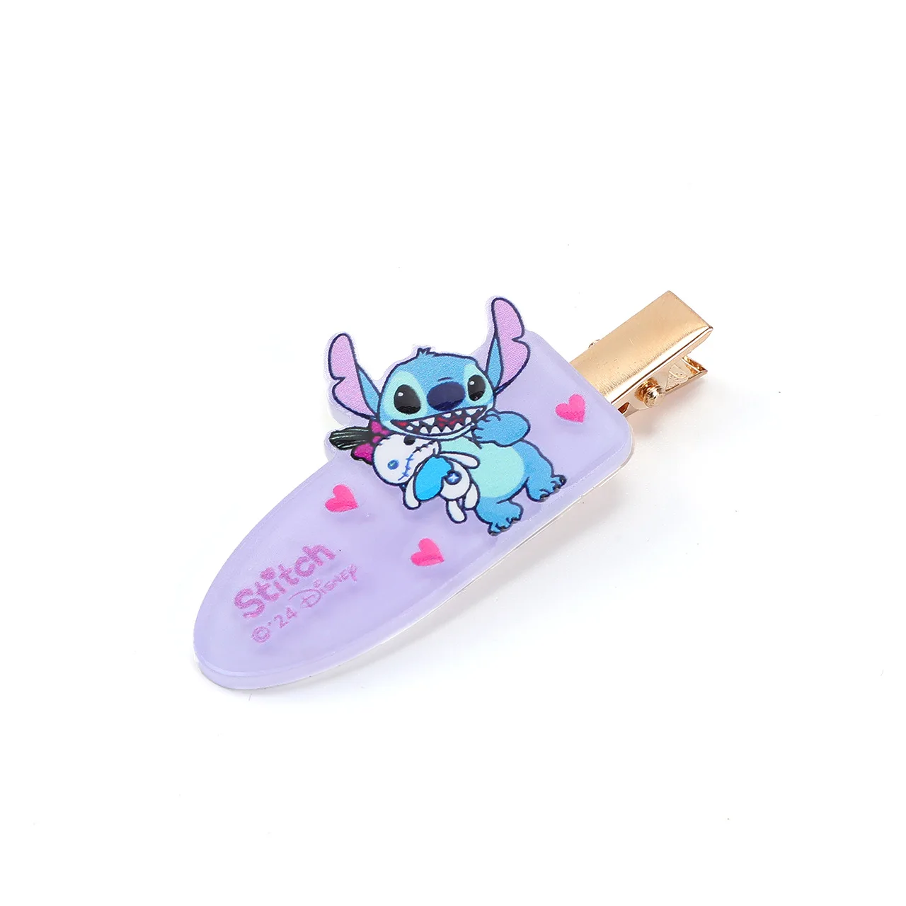 Disney Anime Stitch Acrylic Hairclips Baby Girls Cartoon Hair Accessories Traceless Hair Clip Kawaii Girl Gifts Toy Random 1pair