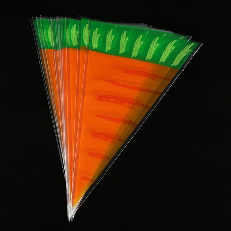 Plastikowa torba w kształcie marchewki torby na prezent torebka na wypieki Wielkanoc Boże Narodzenie marchewka wzorzyste w kształcie stożka torby na prezent torebki na łakocie trójkąt