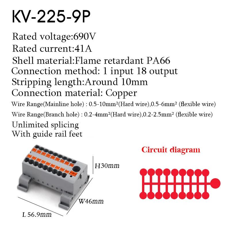 1 Stück eins in mehreren aus Klemmen block Anschluss dose Serie Kabel elektrische Steck verbinder Plug-in spleißbare Splitter Führungs schiene – Detail 17