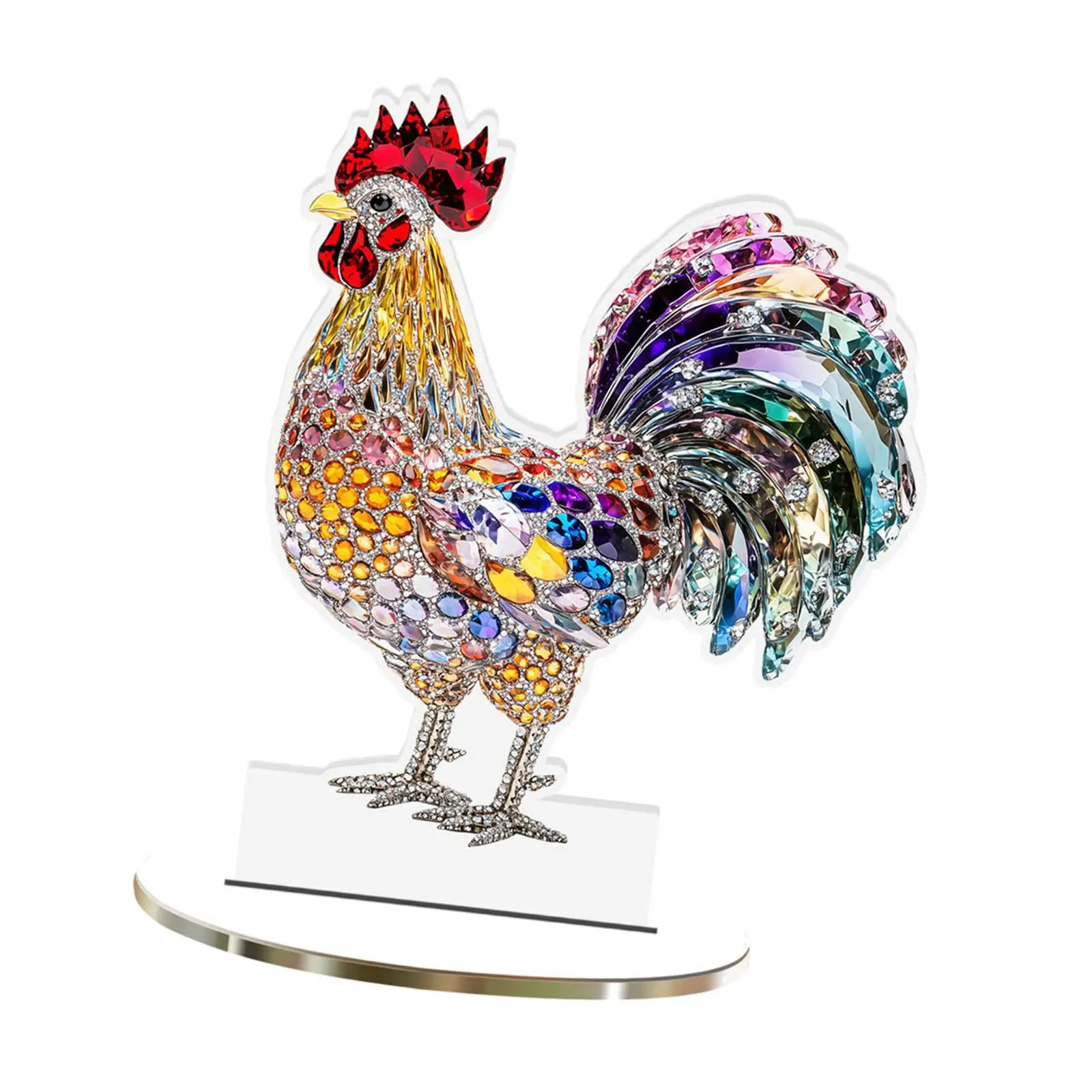 2D Colorful Chicken Decor Ornament Holiday Party Supplies Creative Crafts Tabletop Sign for Home Desk Table Shelf Living Room