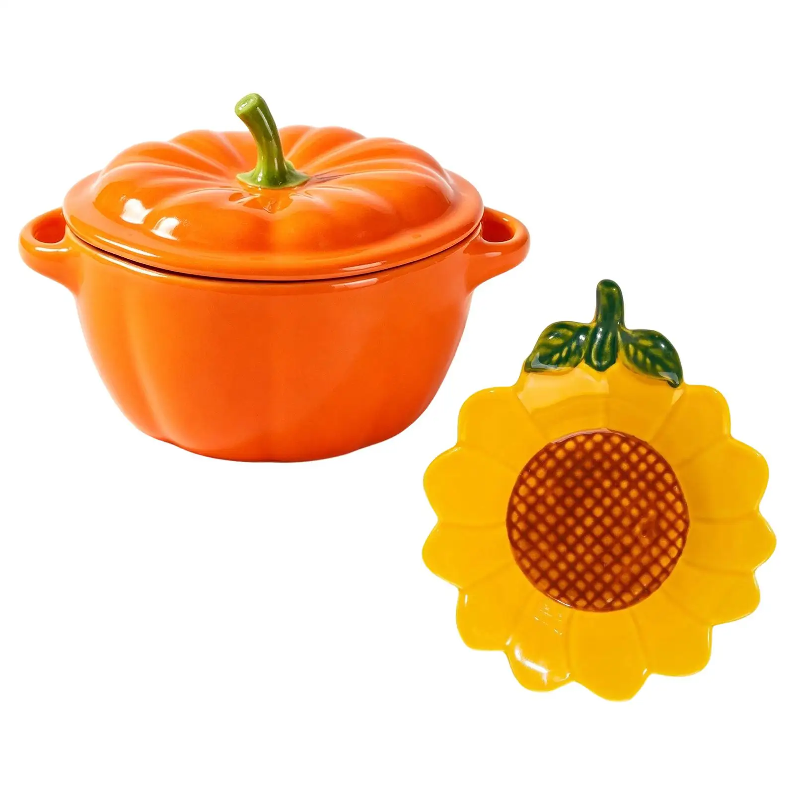 Vegetable Fruit Plate Ceramic Embossed Decorative Dinnerware Pumpkin Sunflower Shape Plate Fruit Dish For Breakfast Desserts