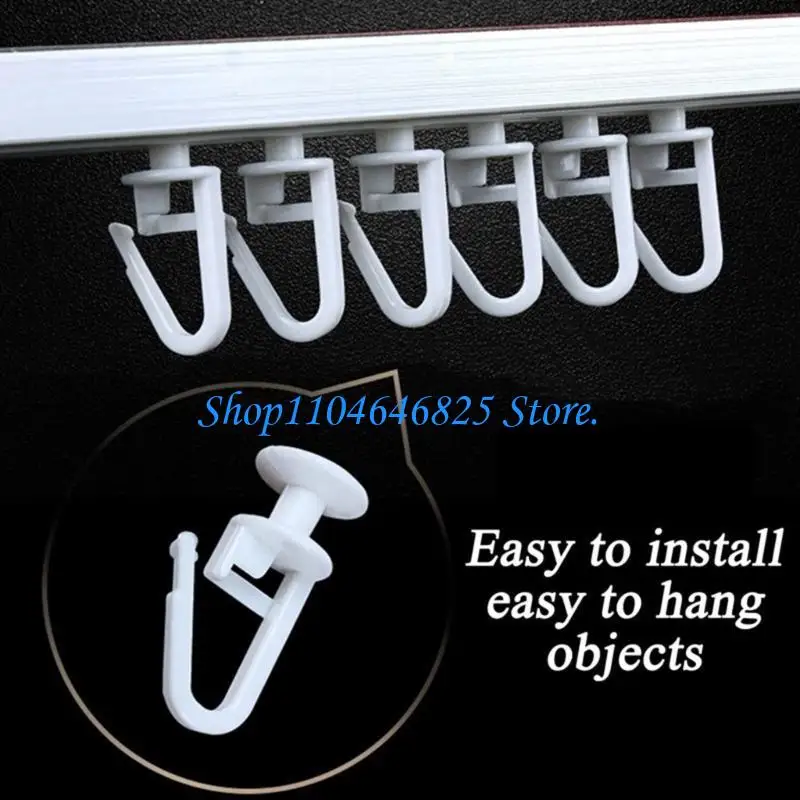 Pack of 50 Quiet Glides Curtain Track Folding Hook Gliders for Smooth Operate
