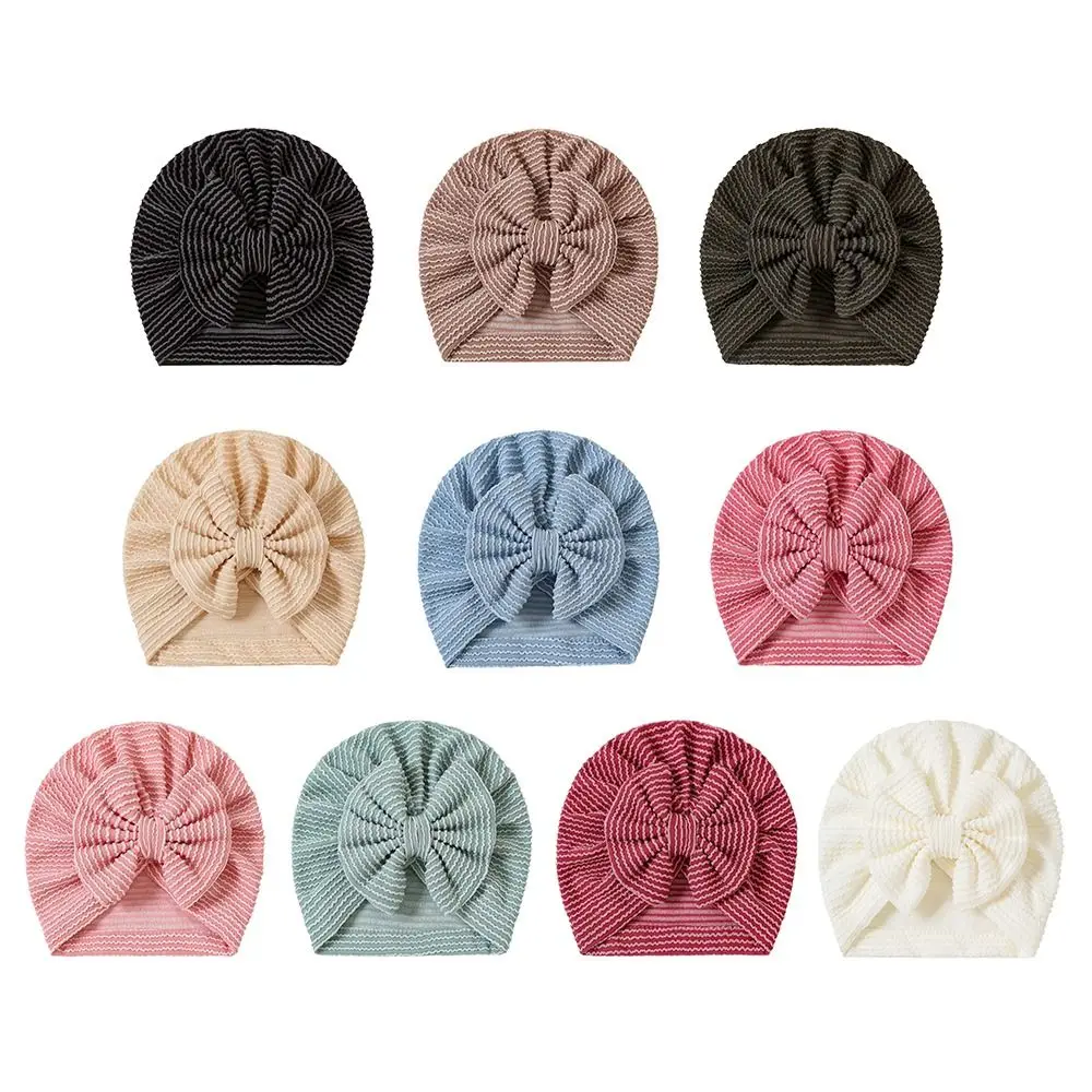 

Cute Cotton Bowknot Baby Hat Soft Lovely Children Kids Bonnet Cap Solid Color Headband For Spring Summer Autumn