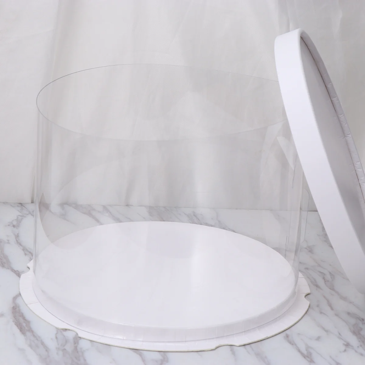 Cake Box 6Inch Transparent Round White Single Layer Disposable Container For Bakery Dessert Packaging Food Crisper Plastic