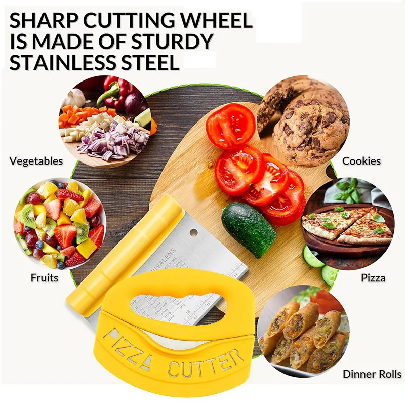 Bench Scraper for Baking Stainless Steel Dough Cutter and Scraper Tool Food Chopper Pizza Cutter Multi-Purpose Kitchen Gadgets