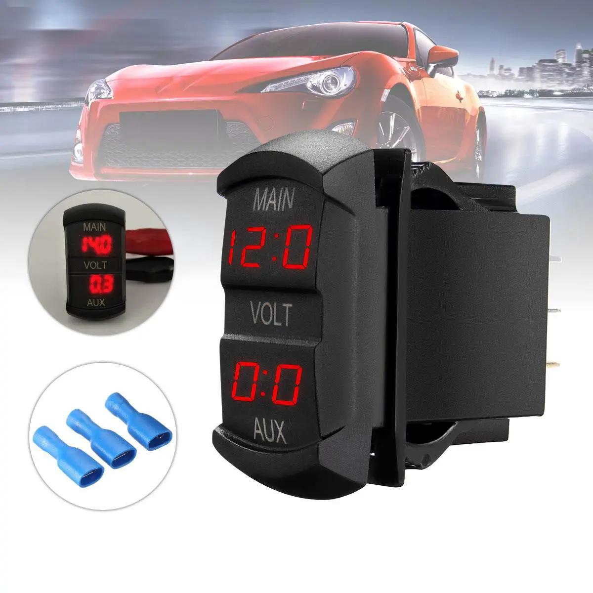 

Digital Dual Voltage Gauge 10-60V 3-Bit Scratch-Proof Display with Over Current Over Voltage Short Circuit Protection for Car