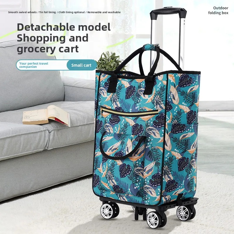 

Large Capaci Insulated op Bag Hand Pull Cart Foldable op Cart Portable Vegetable Bung Car with Universal Wheels