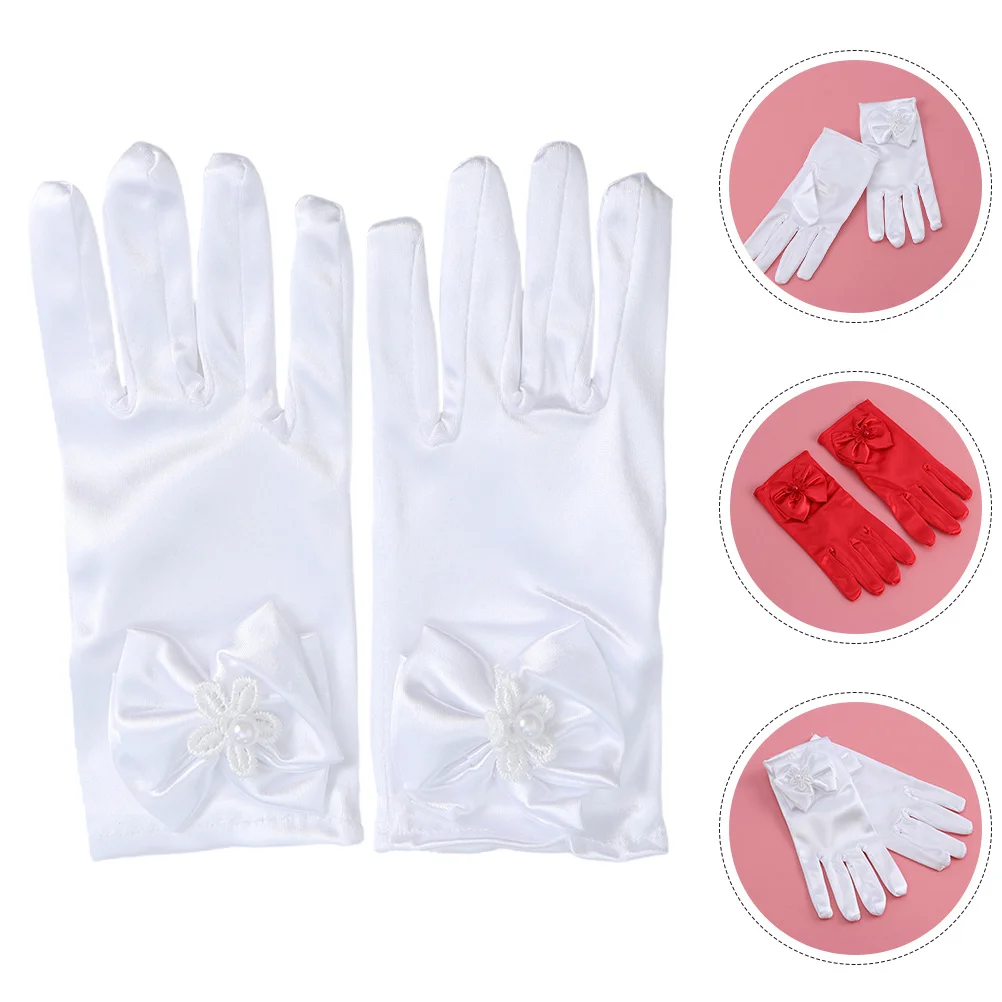 

2Pairs Princess Bowknot Gloves Women Short Dress Gloves Bridal Party Performance Cosplay Formal Fashion Party Favor