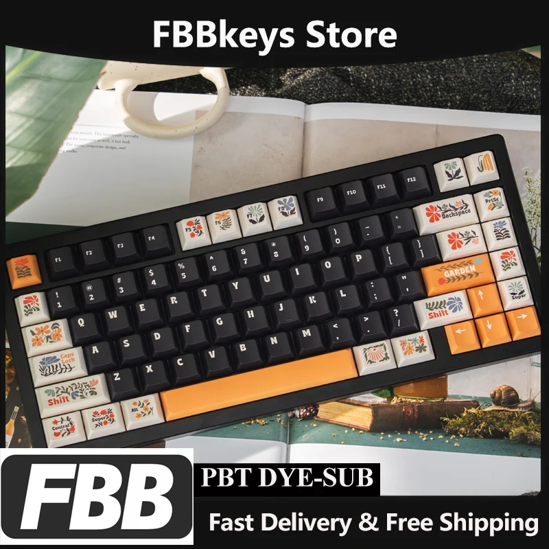 

Колпачки для клавиш FBB в саду в стиле ретро, OEM, высота, термосублимация, вишневый профиль для механических колпачков для клавиш, подарок «сделай сам» для девочек