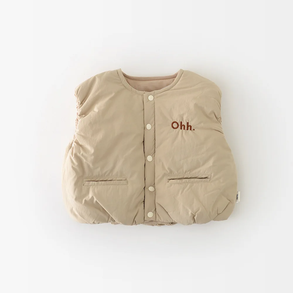 2025 شتاء جديد طفل بلا أكمام سترة دافئة الرضع الفتيات سترة صوف سترة زائد المخملية سميكة طفل الفتيان القطن وسادة مبطنة