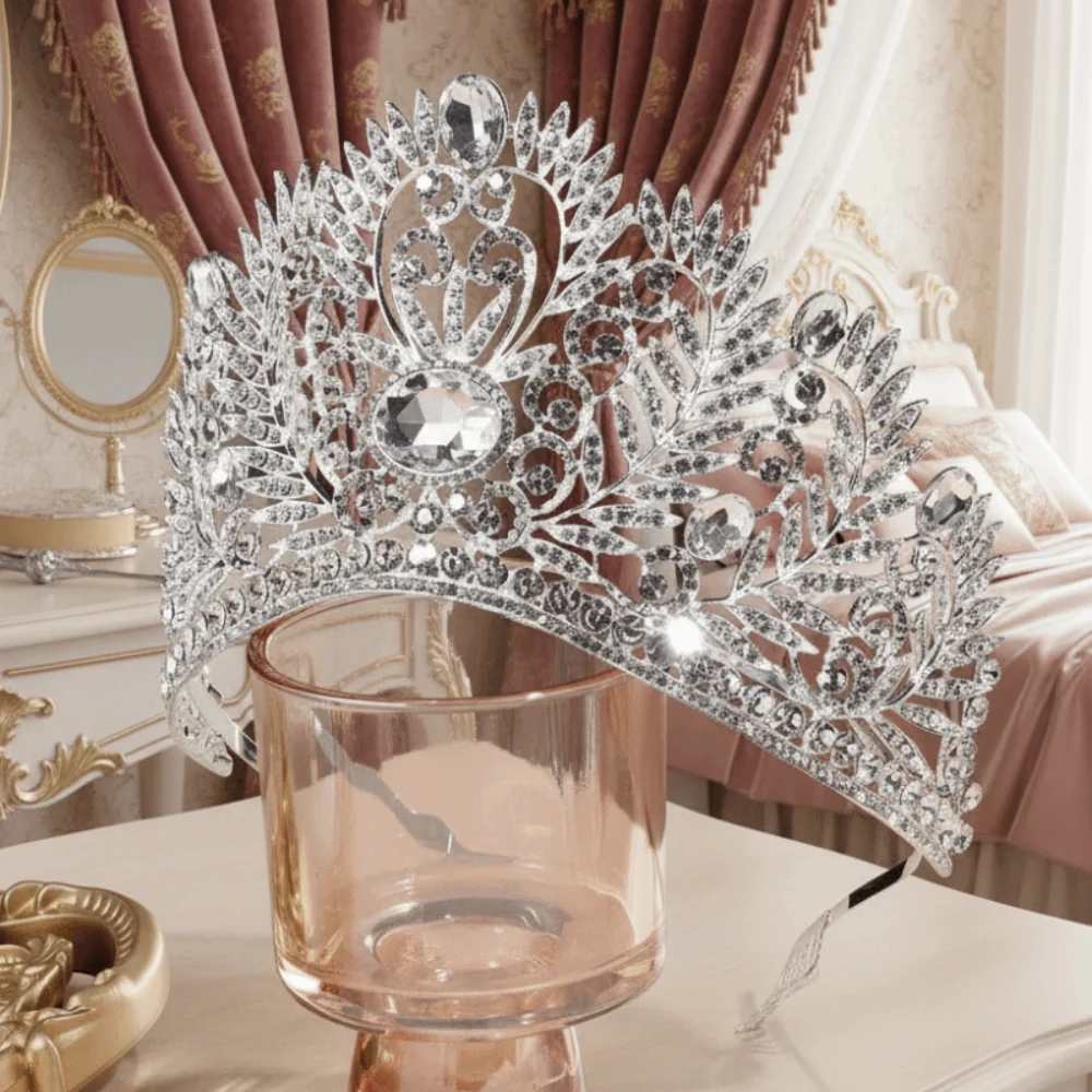 

Блестящая серебряная роскошная корона в стиле барокко со стразами, диадема для выпускного вечера, повязка на голову, короны, хрустальная тиара принцессы для королевы, вечерние головные уборы