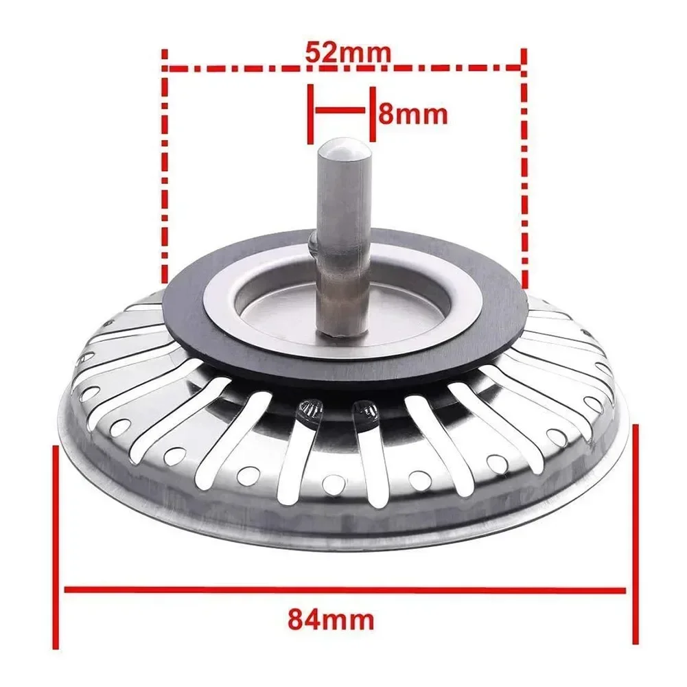 Cozinha 84mm pia filtro substituição plug de aço inoxidável dreno resíduos rolha para pia da cozinha banheiro dreno rolhas