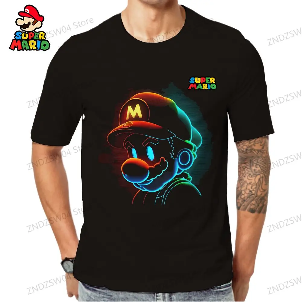 Short Sleeve Men\'s Children\'s T-Shirt Y2k Super Mario Mens Clothes 2024 Harajuku Style Parent-child Wear Quick Dry 3D Print Tops