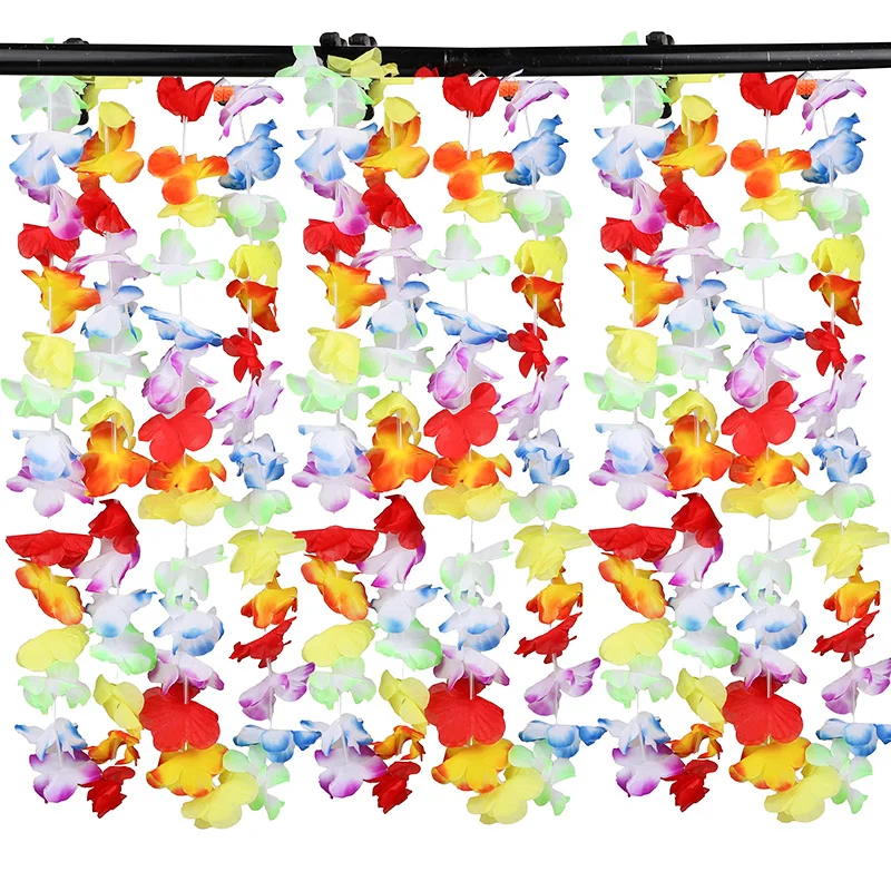 

10Pcs/Lot Hawaiian Garland Necklace Luau Artificial Flower Wreath For Summer Beach Hawaii Wedding Birthday Party DIY Decorations